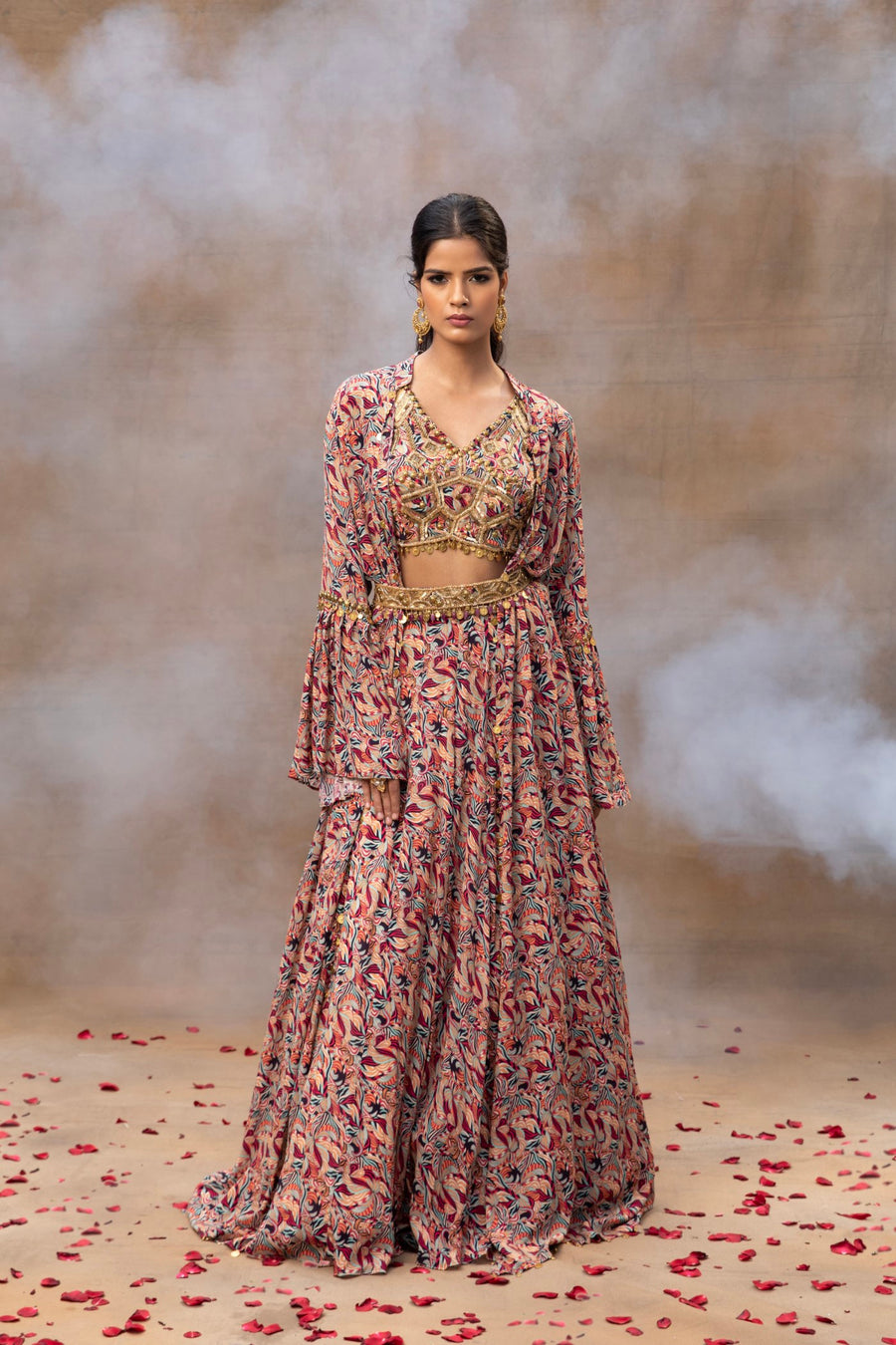 Crop Top with Cape and Lehenga | Vogue India