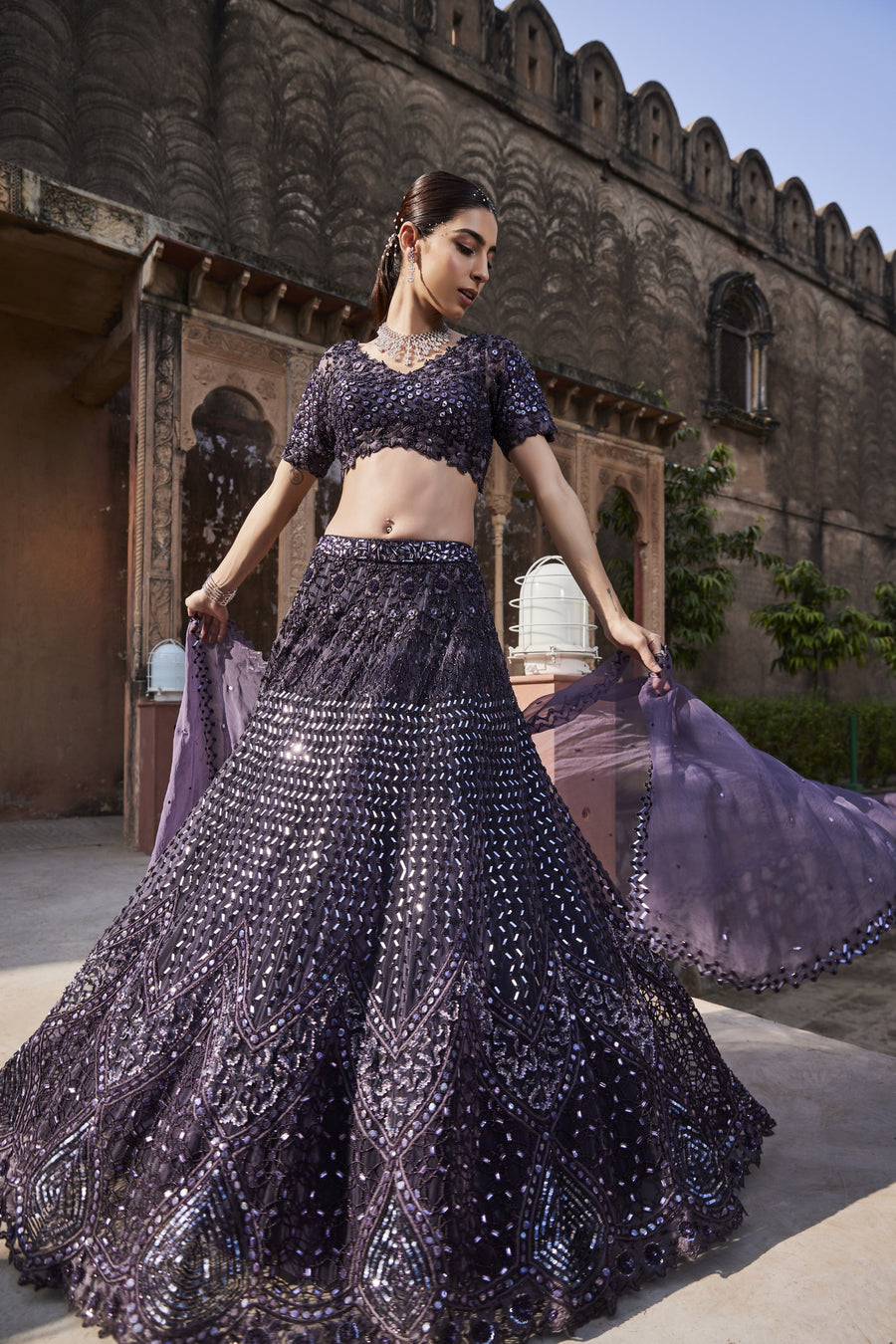 Amethyst Purple Lehenga Dupatta Set (RTS)