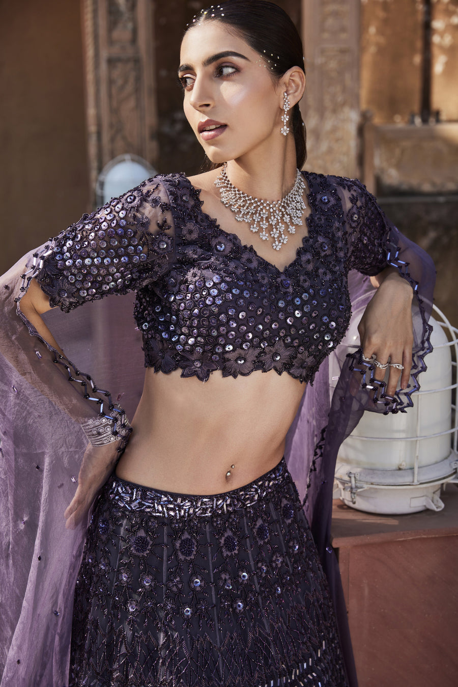 Amethyst Purple Lehenga Dupatta Set (RTS)