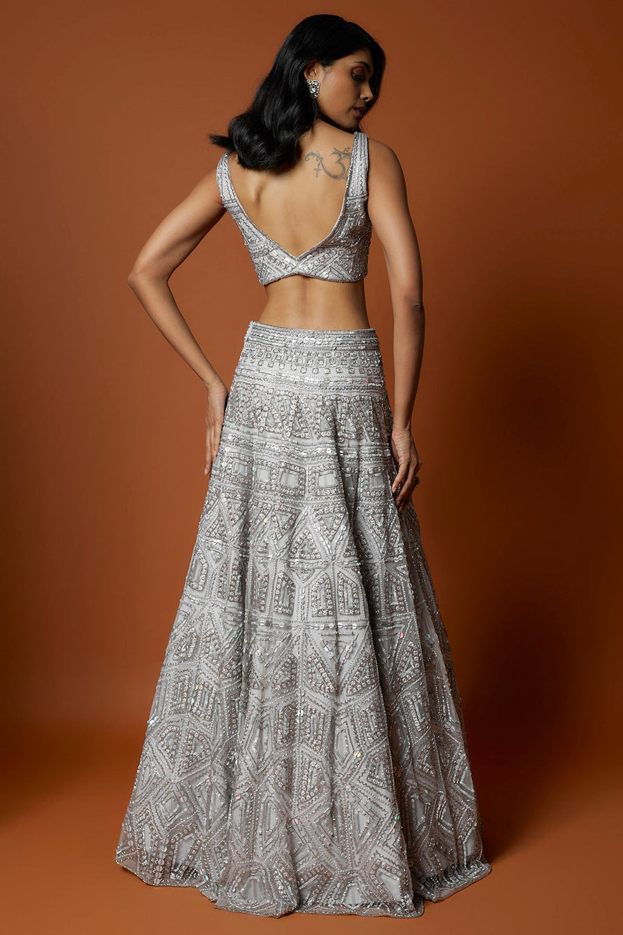 Silver Grey Embroidered Lehenga Set (RTS)