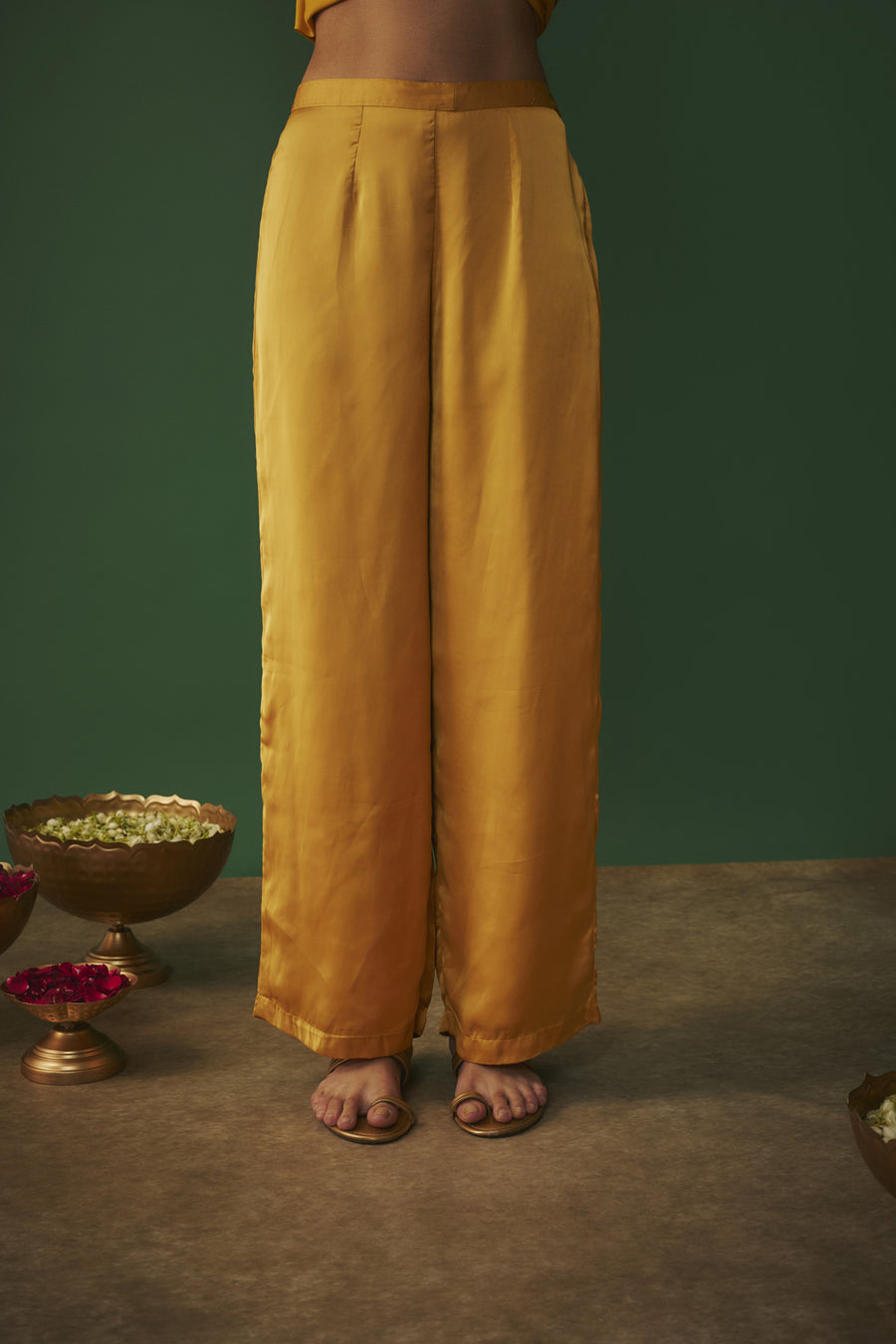 Mustard Yellow Mukaish Embrodiered Kurta And Pants Set