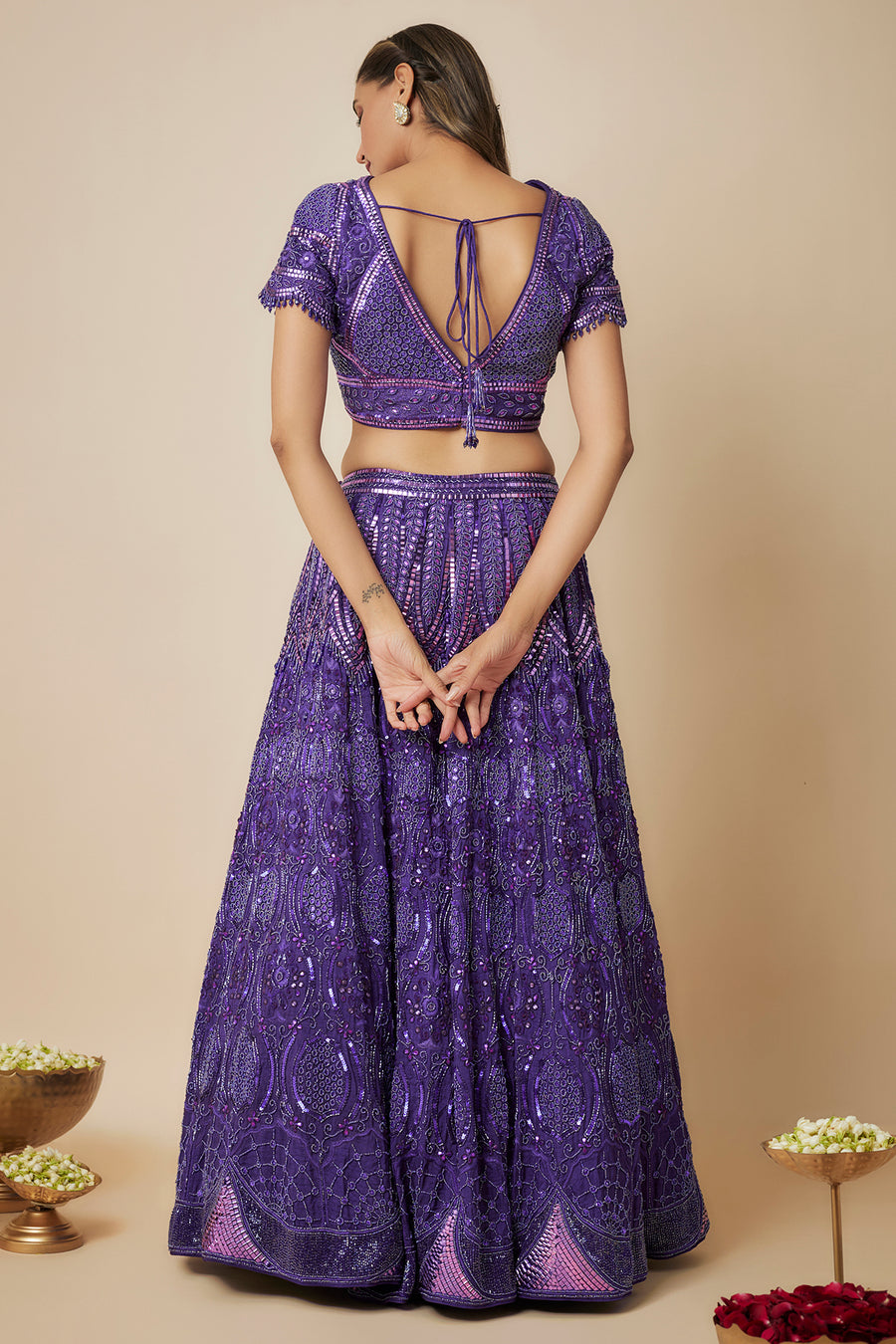 Purple Embroidered Lehenga Set