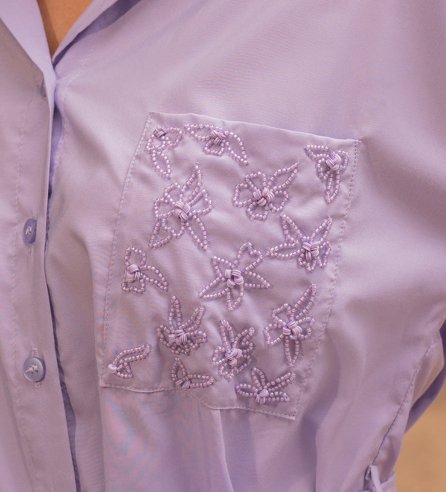 Lilac Flared Shirt Dress