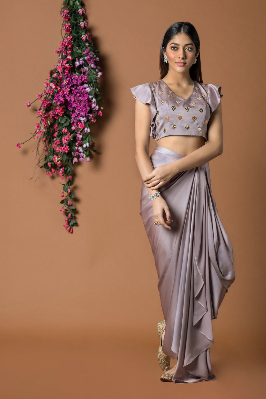 Draped Skirt & Crop Top | Indian Wedding Wear for sangeet & mehndi.