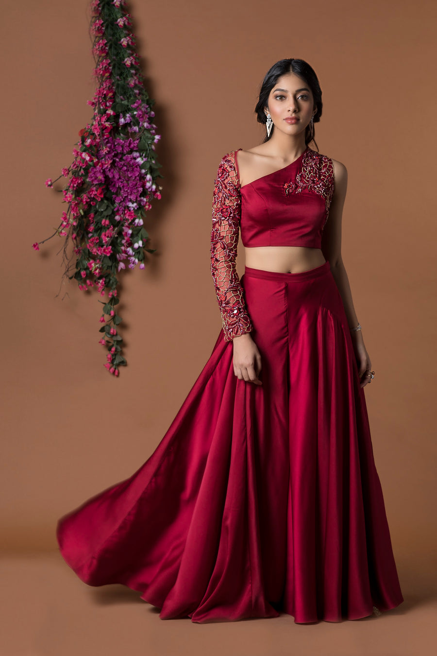 Mehak Murpana | Palazzo Pants & Crop Top | Indian Wedding Wear for sangeet & mehndi.