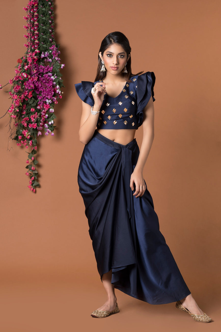 Mehak Murpana| Draped Skirt & Crop Top | Indian Wedding Wear for sangeet & mehndi.