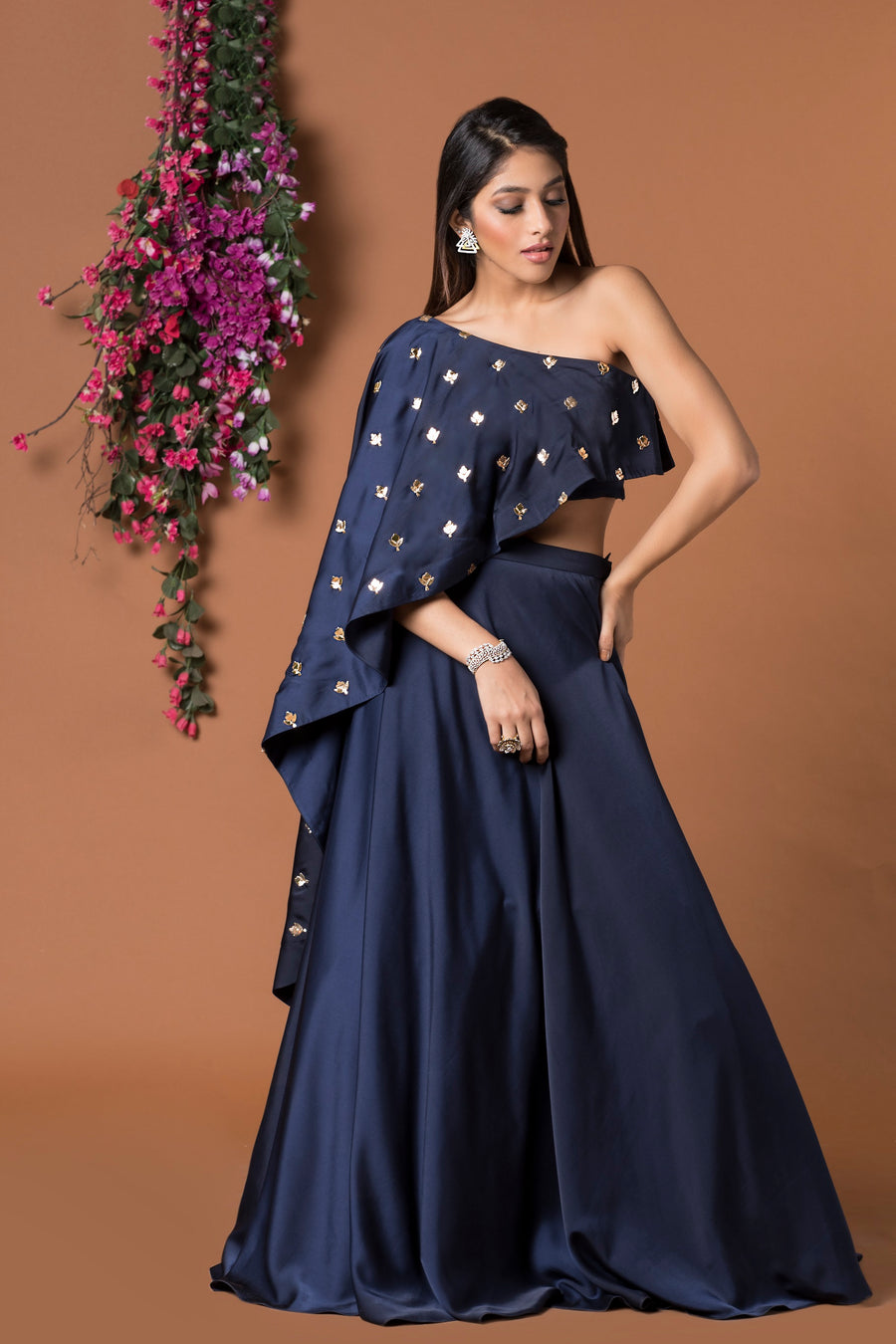 Buy Mehtab Bagh Lunar Blossom Cape With Crop Top And Lehenga by Designer  NACHIKET BARVE Online at Ogaan.com