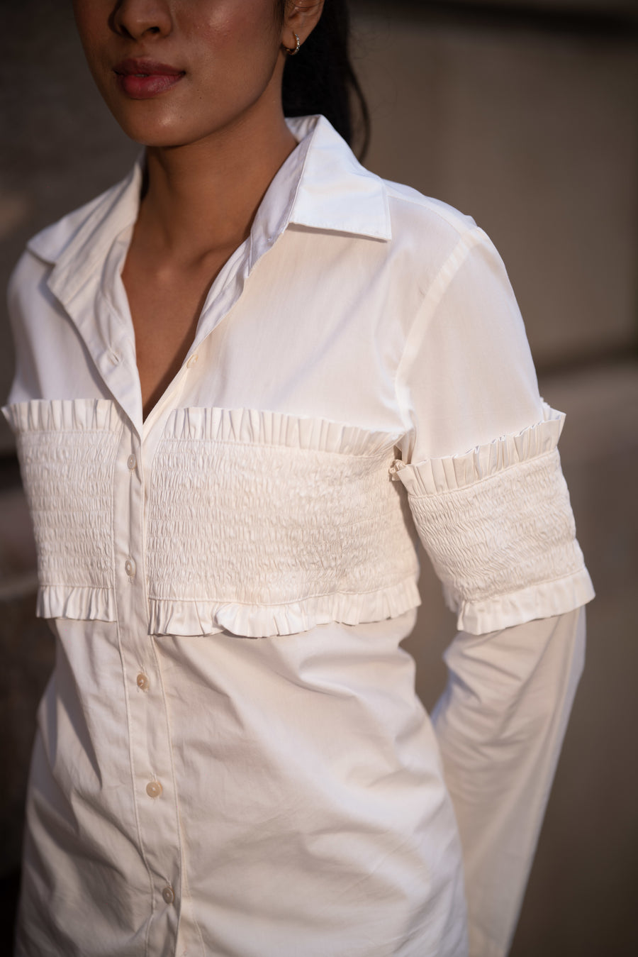 White Shirt With Elasticated Body
